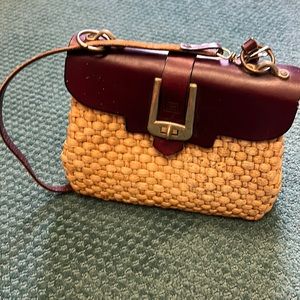 Woven bottom with a burgundy leather top